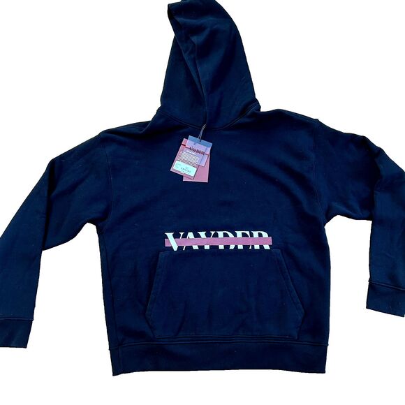 Vayder Men's Cotton Hoodie Kangaroo Pocket Oversized Black Heavy Weight Sz L NEW - Picture 6 of 11